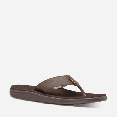 Teva Men's Voya Flip Leather Sandals Sale NZ (MBHXT-6538)